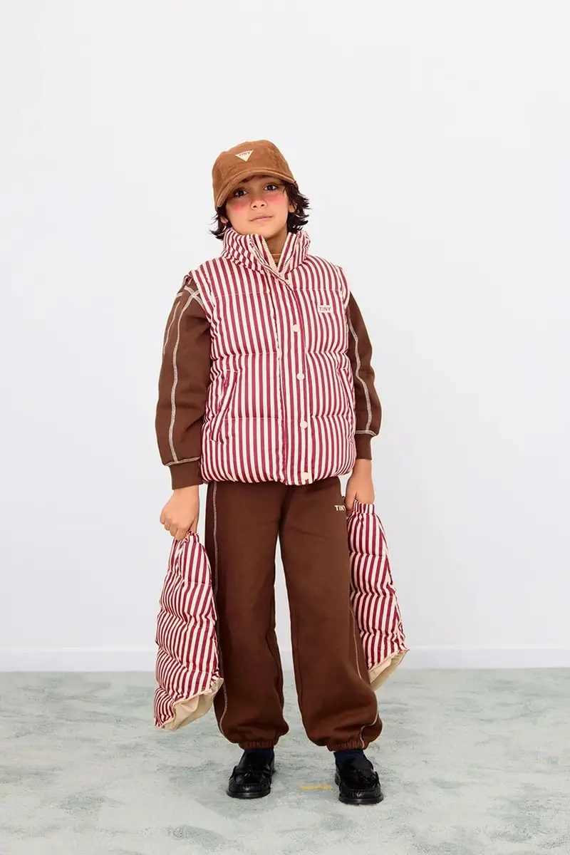 giacca per bambini in cotone STRIPES SHORT PADDED JACKET colore rosa AW25-484 miniatura 5