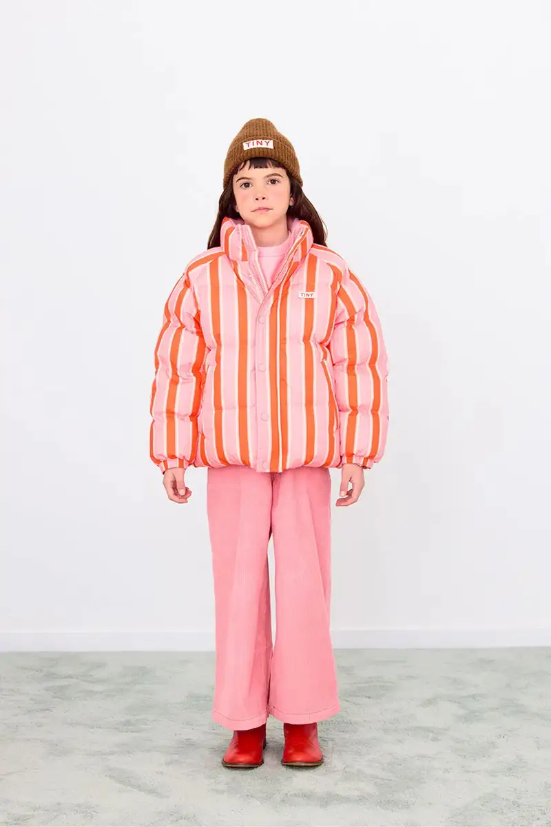 giacca per bambini RETRO STRIPES SHORT PADDED JACKET colore rosa AW25-147
