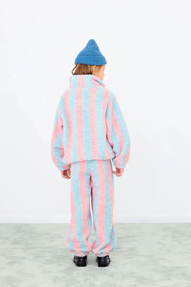 pantaloni tuta bambino/a STRIPES SHERPA SWEATPANT colore blu AW25-373 miniatura 4
