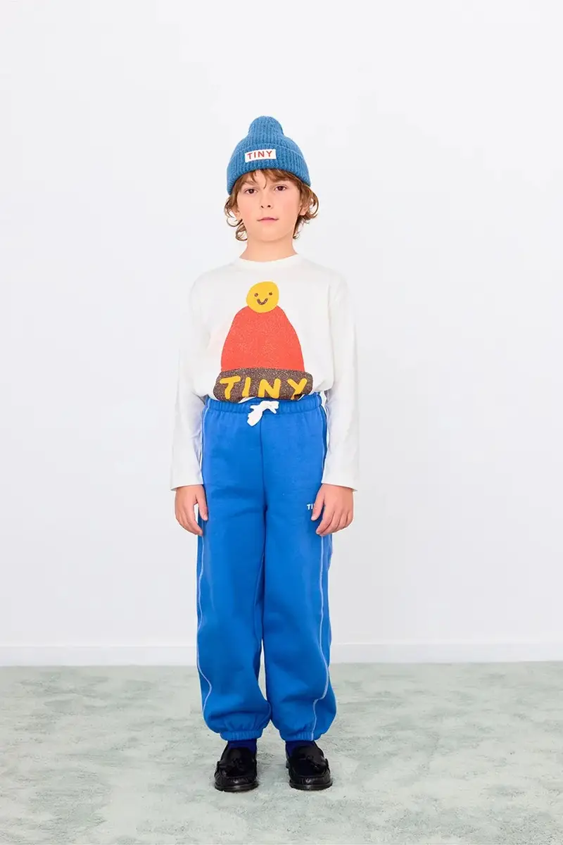 pantaloni tuta in cotone bambino/a CONTRAST SWEATPANT colore blu AW25-257 miniatura 4