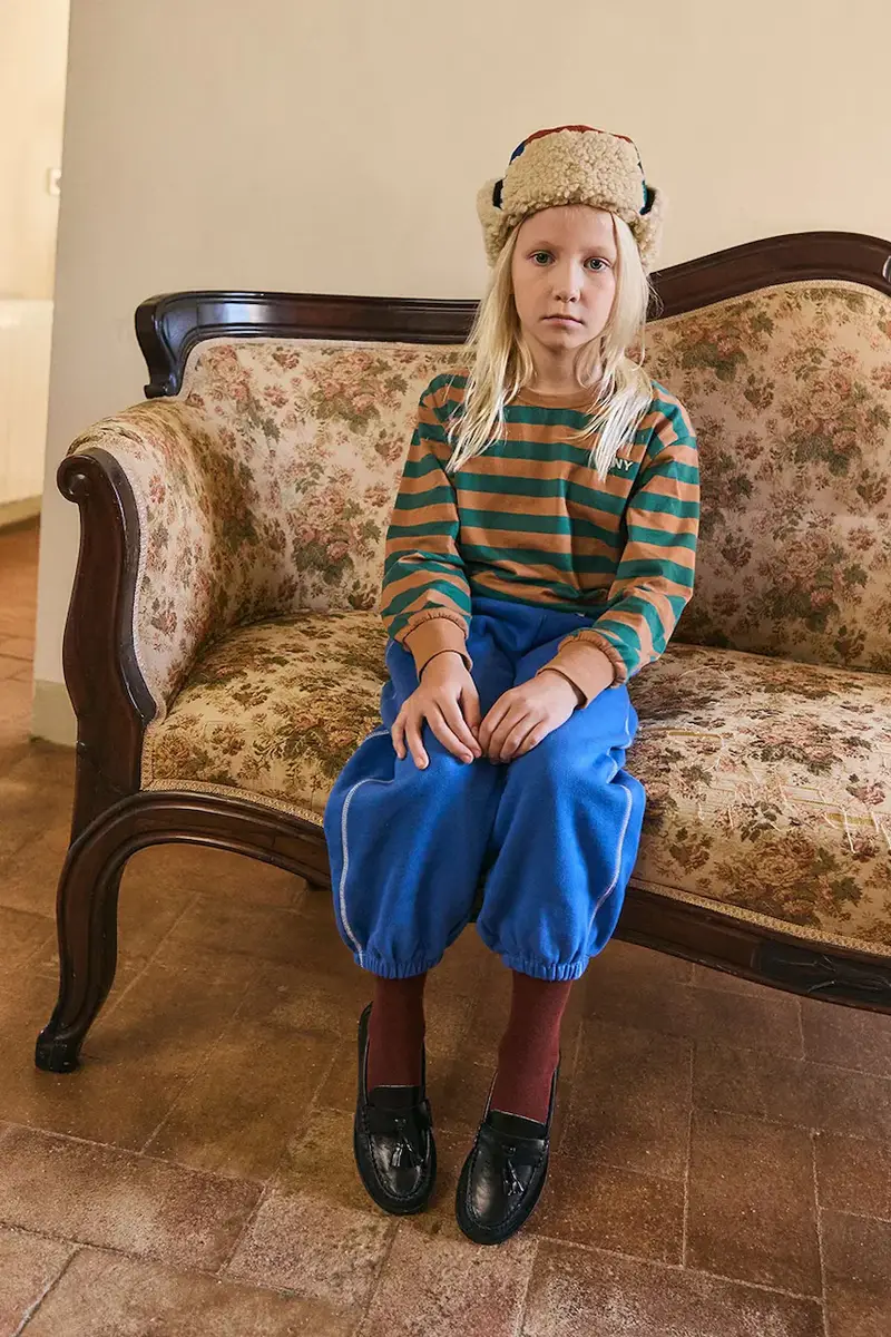 pantaloni tuta in cotone bambino/a CONTRAST SWEATPANT colore blu AW25-257