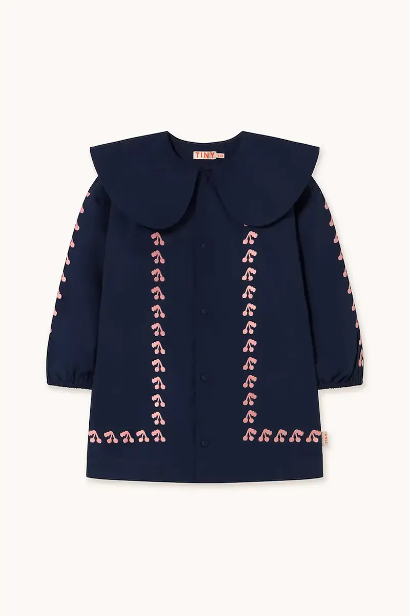 vestito di cotone bambina MINI CHERRIES DRESS colore blu navy AW25-405 miniatura 2