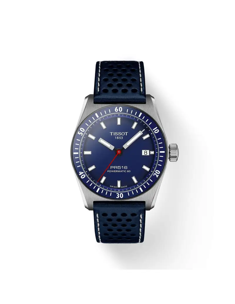 Orologio TISSOT PR516 Powermatic 80 T1494071604100 Blue cinturino in pelle blu