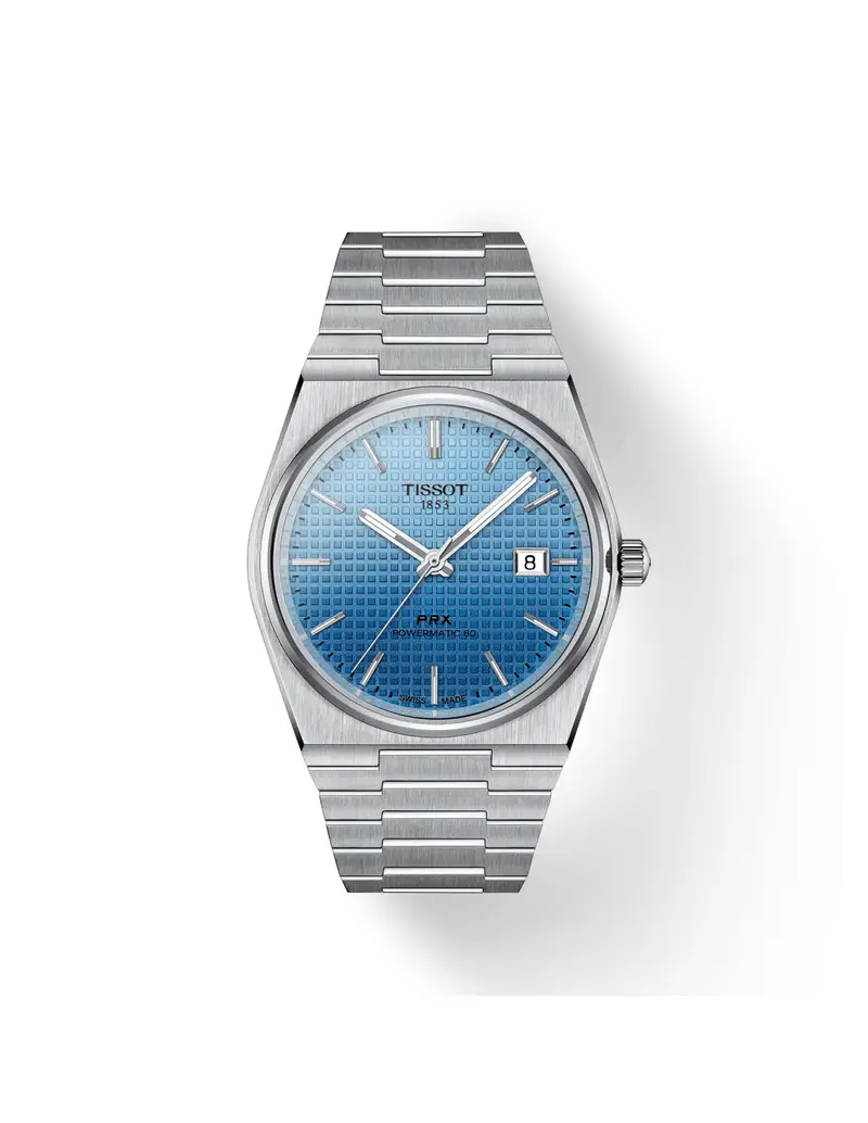 Orologio TISSOT PRX Powermatic T1374071135101 80 40MM Gradient Ice Blue cinturino in acciaio inossidabile
