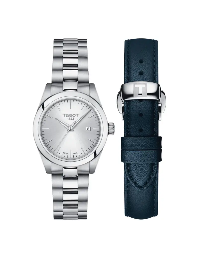 Orologio TISSOT T-Lady T1320101103100 Silver cinturino in acciaio inossidabile + cinturino di ricambio in pelle blu