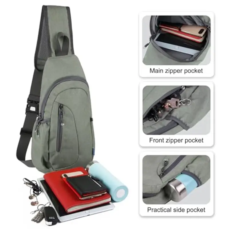 TITECOUGO Small Sling Bag Lightweight Canvas Crossbody Bag for Women Rucksack for Men Running Backpack Travel Chest miniatura 2