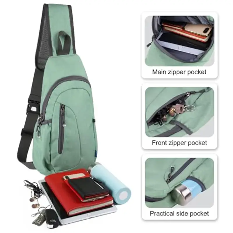 TITECOUGO Small Sling Canvas Bag Lightweight Crossbody Bag for Women Rucksack for Men Running Backpack Travel Chest miniatura 2