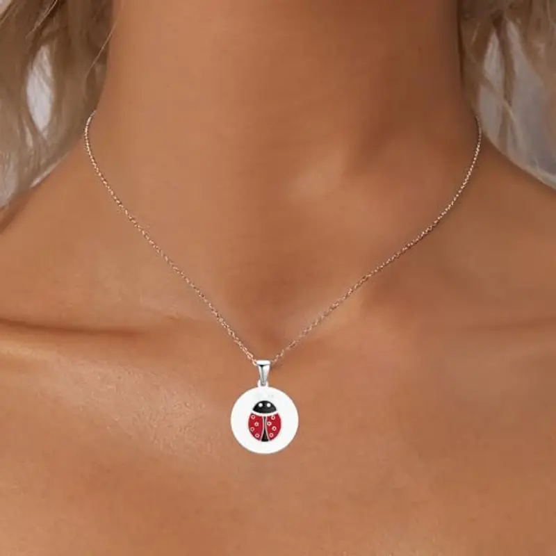 TIZU Collana con Ciondolo Coccinella per Ragazza, Carino Animale Ciondolo Collana Regalo Natale Compleanno miniatura 2