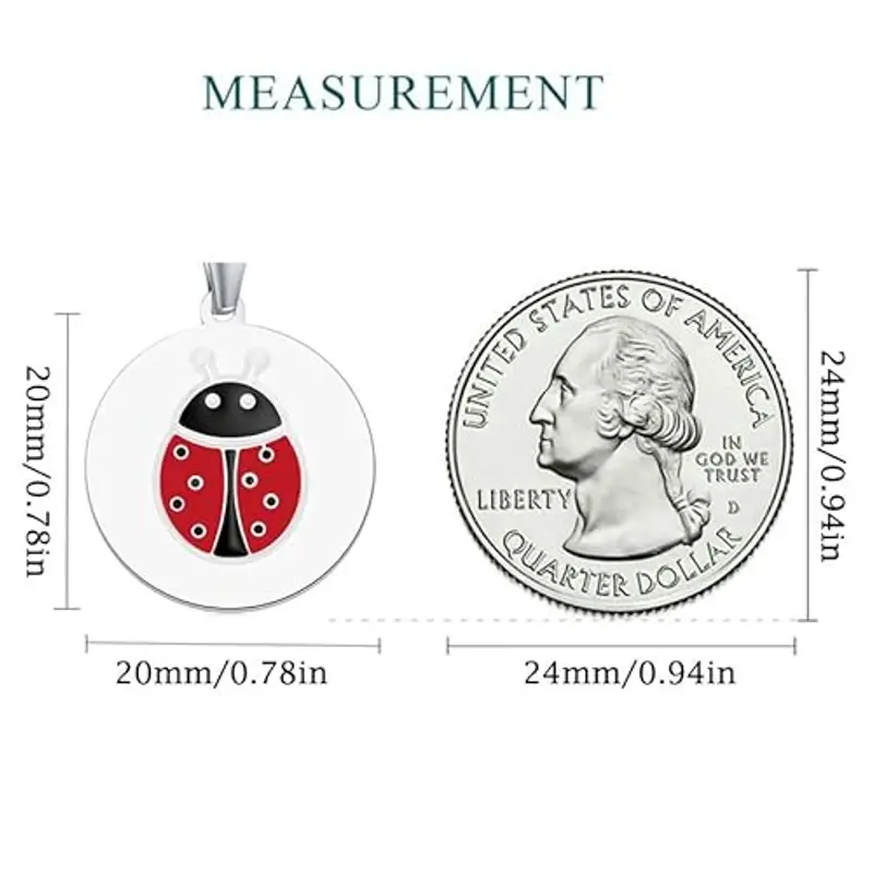 TIZU Collana con Ciondolo Coccinella per Ragazza, Carino Animale Ciondolo Collana Regalo Natale Compleanno miniatura 3