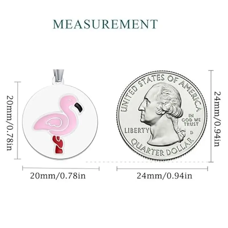 TIZU Collana Donna con Ciondolo Rosa Fenicottero, Collana di Animali per Donne e Ragazze miniatura 3