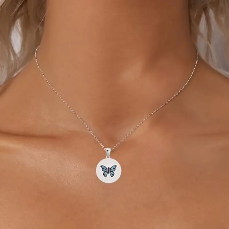 TIZU Ragazze Collana con Pendente Farfalla?Farfalla Ciondolo con Collana Gioielli Regali per Donne e Ragazze miniatura 2