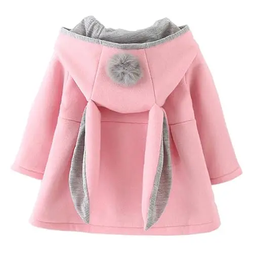 TMEOG Cappotto Giacca con Cappuccio Coniglio Felpa Mantello del Cappotto di Inverno della Pelliccia della Neonata