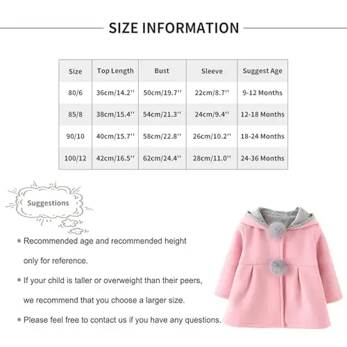 TMEOG Cappotto Giacca con Cappuccio Coniglio Felpa Mantello del Cappotto di Inverno della Pelliccia della Neonata miniatura 3
