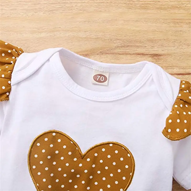 TMEOG Neonata Neonato Vestiti Estate Manica Corta Lettera Stampa Pagliaccetto + Pantaloni + Fascia per Capelli Abiti 3 Pezzi Set miniatura 2