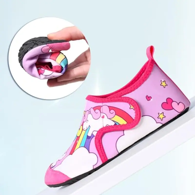 TMEOG Scarpe da Scoglio Bambino Bambina Scarpe Mare Acquatiche Piscina Bambini Scarpe da Spiaggia Acqua Immersione Scarpette da Bagno Surf Nuoto per Ragazzo Ragazza(24/25 EU, UC_Rosa) miniatura 2