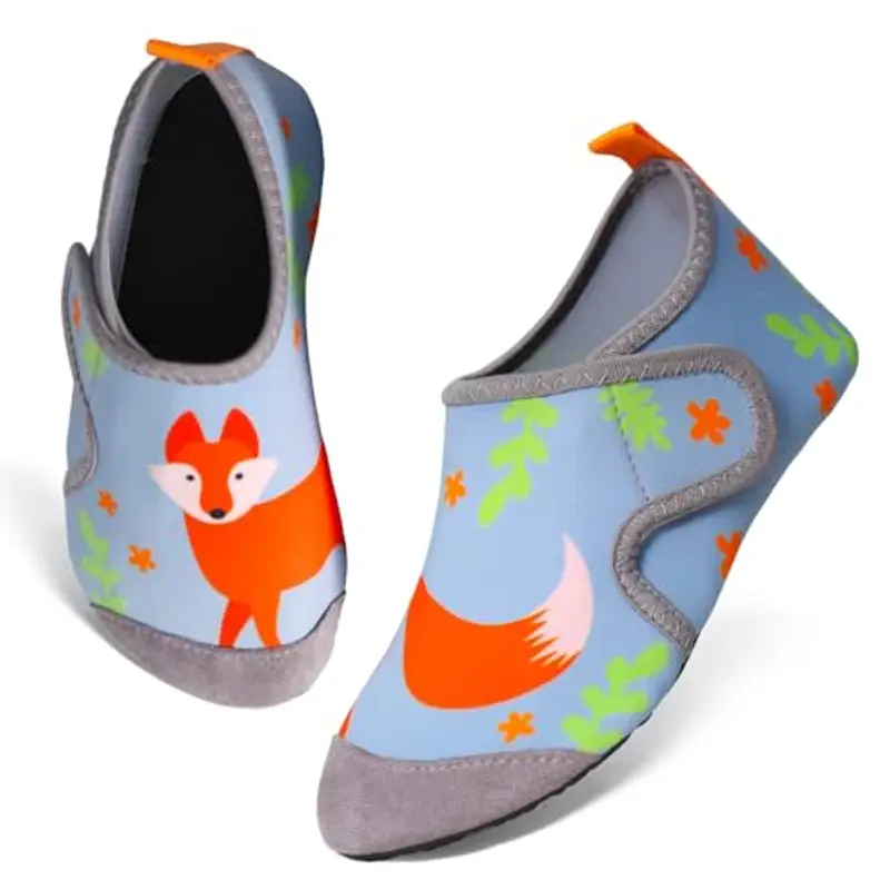 TMEOG Scarpe da Scoglio Bambino Bambina Scarpe Mare Acquatiche Piscina Bambini Scarpe da Spiaggia Acqua Immersione Scarpette da Bagno Surf Nuoto per Ragazzo Ragazza(24/25 EU,Volpe)