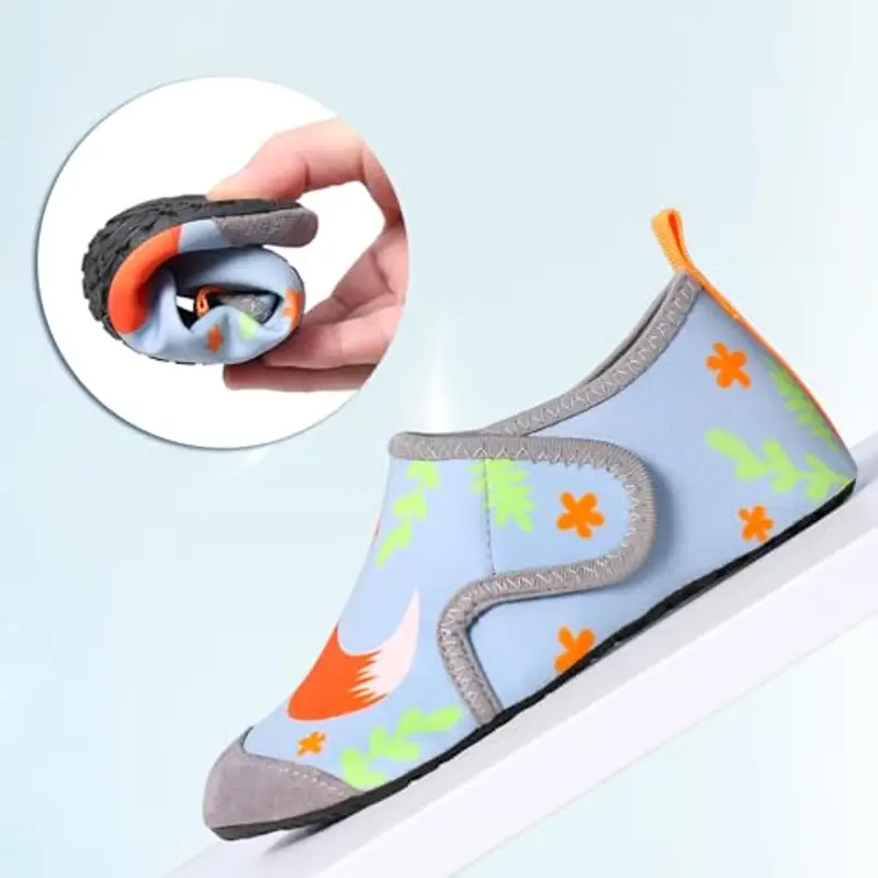 TMEOG Scarpe da Scoglio Bambino Bambina Scarpe Mare Acquatiche Piscina Bambini Scarpe da Spiaggia Acqua Immersione Scarpette da Bagno Surf Nuoto per Ragazzo Ragazza(24/25 EU, Volpe) miniatura 2