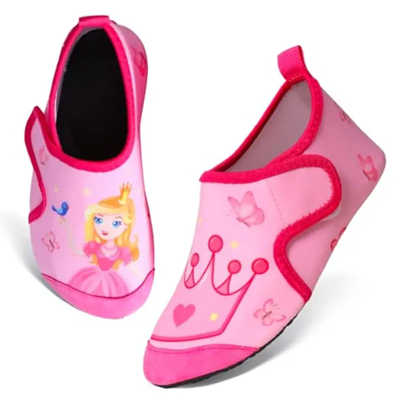 TMEOG Scarpe da Scoglio Bambino Bambina Scarpe Mare Acquatiche Piscina Bambini Scarpe da Spiaggia Acqua Immersione Scarpette da Bagno Surf Nuoto per Ragazzo Ragazza(26/27 EU,Principessa)