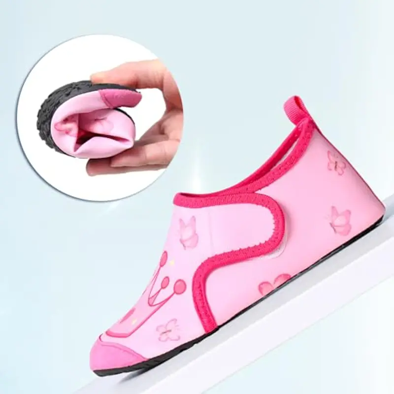 TMEOG Scarpe da Scoglio Bambino Bambina Scarpe Mare Acquatiche Piscina Bambini Scarpe da Spiaggia Acqua Immersione Scarpette da Bagno Surf Nuoto per Ragazzo Ragazza(26/27 EU, Principessa) miniatura 2