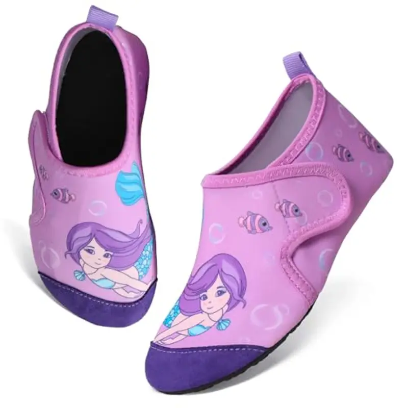 TMEOG Scarpe da Scoglio Bambino Bambina Scarpe Mare Acquatiche Piscina Bambini Scarpe da Spiaggia Acqua Immersione Scarpette da Bagno Surf Nuoto per Ragazzo Ragazza(28/29 EU,Mer_Viola)