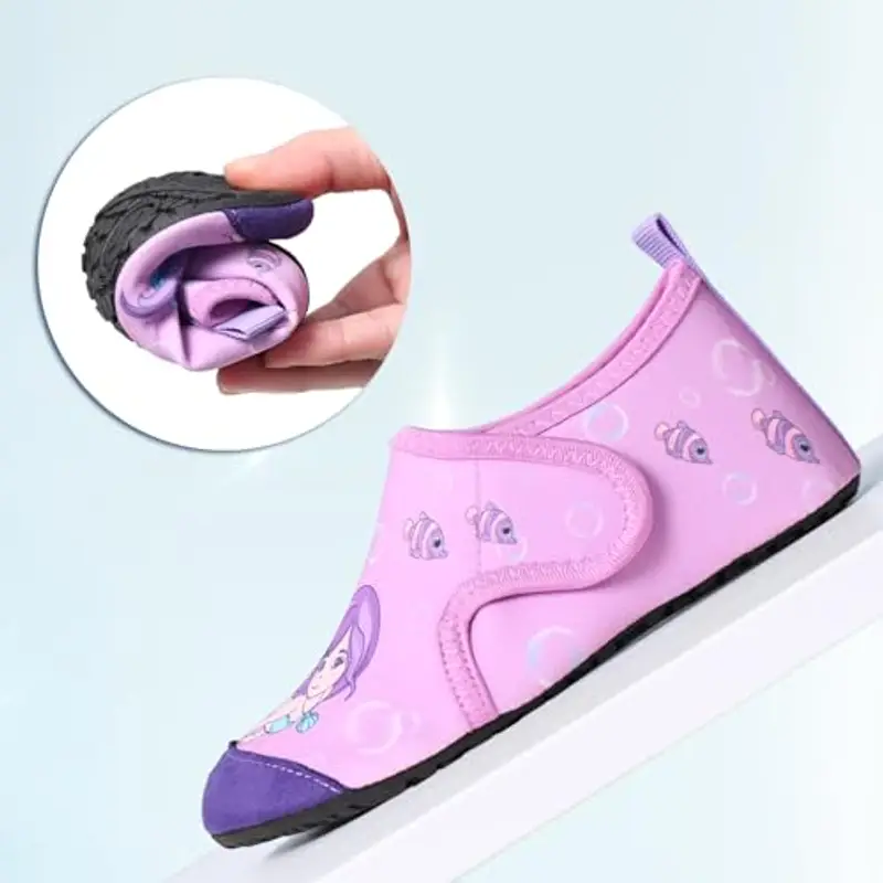 TMEOG Scarpe da Scoglio Bambino Bambina Scarpe Mare Acquatiche Piscina Bambini Scarpe da Spiaggia Acqua Immersione Scarpette da Bagno Surf Nuoto per Ragazzo Ragazza(28/29 EU, Mer_Viola) miniatura 2