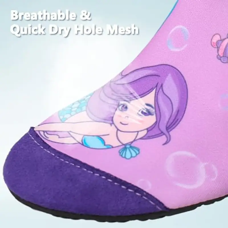TMEOG Scarpe da Scoglio Bambino Bambina Scarpe Mare Acquatiche Piscina Bambini Scarpe da Spiaggia Acqua Immersione Scarpette da Bagno Surf Nuoto per Ragazzo Ragazza(28/29 EU, Mer_Viola) miniatura 3