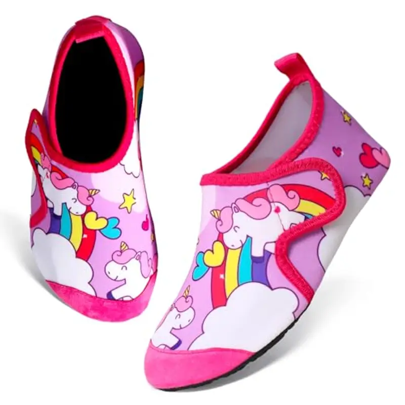 TMEOG Scarpe da Scoglio Bambino Bambina Scarpe Mare Acquatiche Piscina Bambini Scarpe da Spiaggia Acqua Immersione Scarpette da Bagno Surf Nuoto per Ragazzo Ragazza(30/31 EU,UC_Rosa)