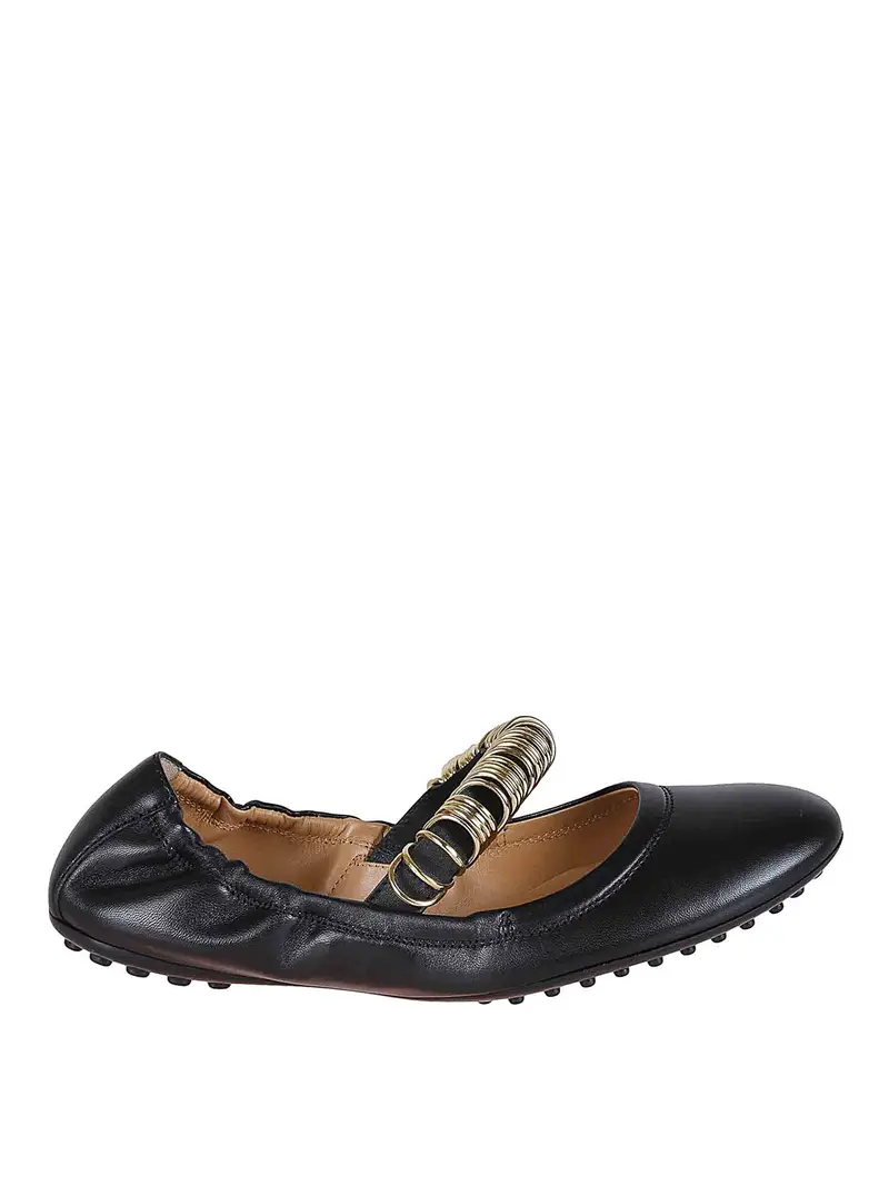 Ballerina Con Tomaia In Pelle Nero