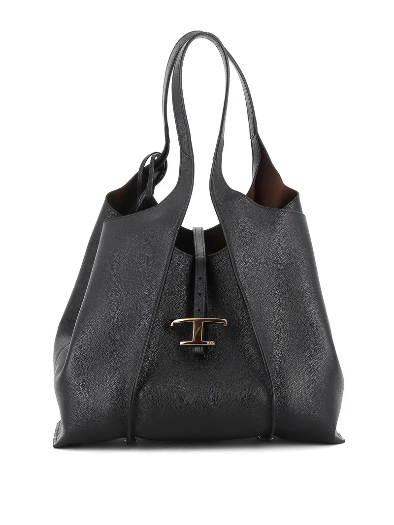 Borsa in pelle martellata Nero