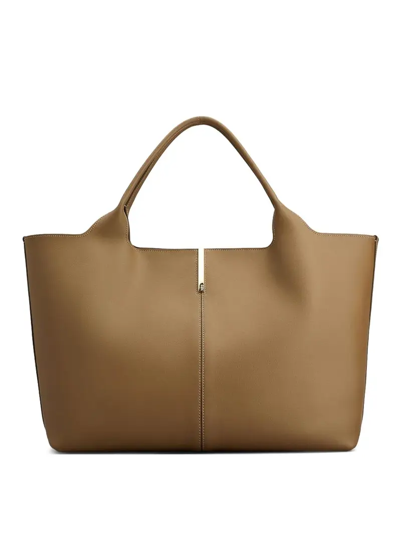 Borsa per la spesa in pelle media Marrone