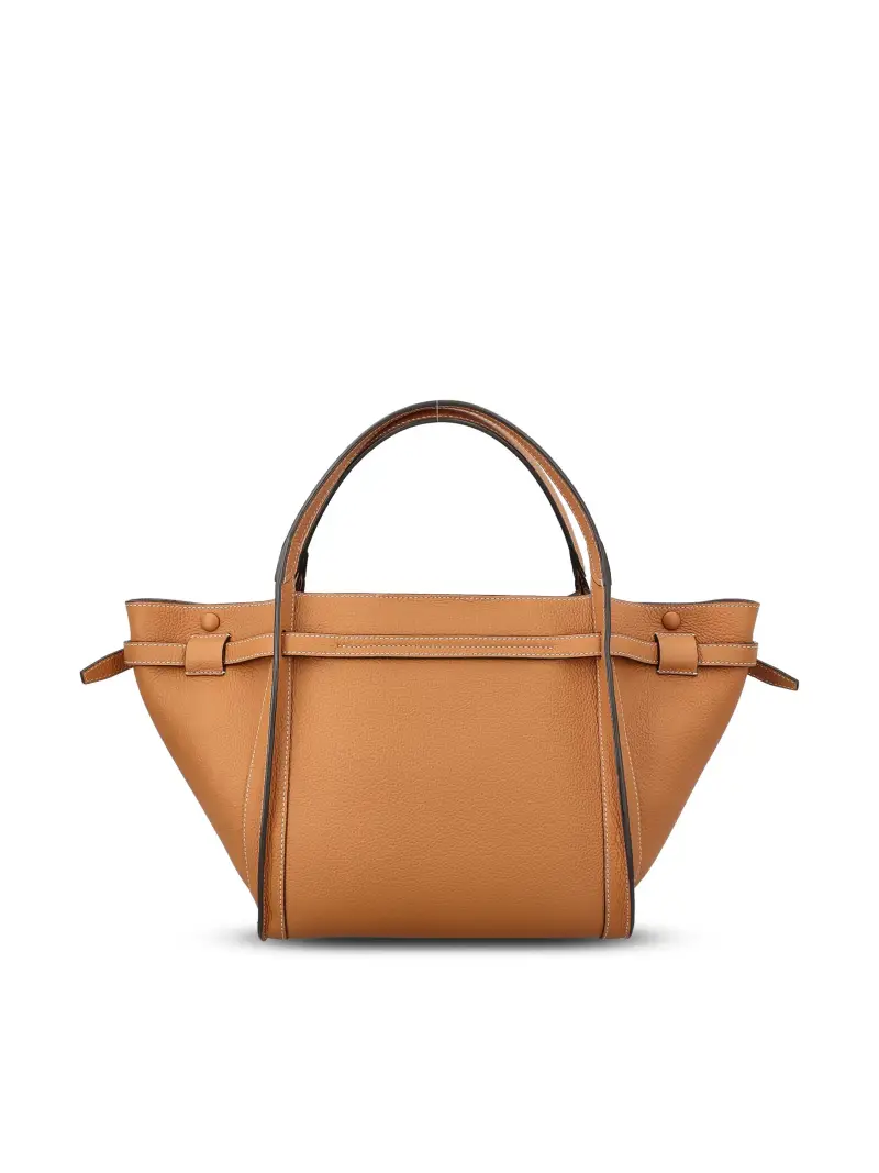 Borsa Shopping In Pelle MARRONE miniatura 2