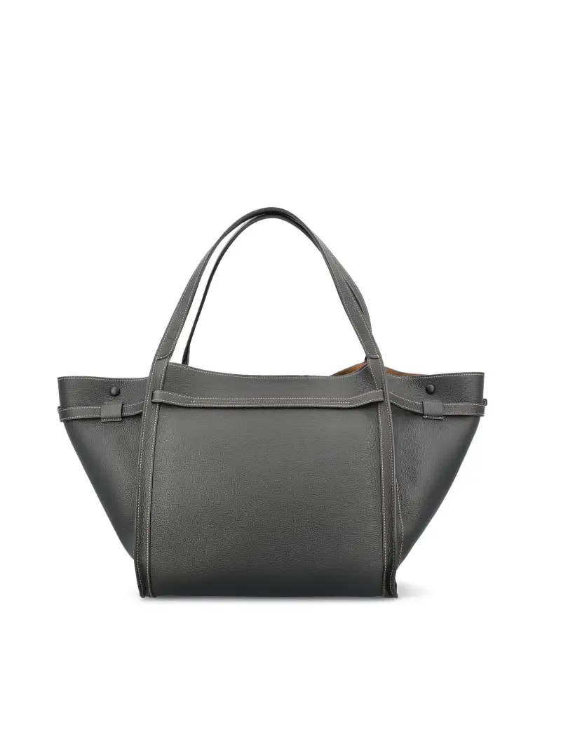 Borsa Shopping in Pelle Media NERO miniatura 2