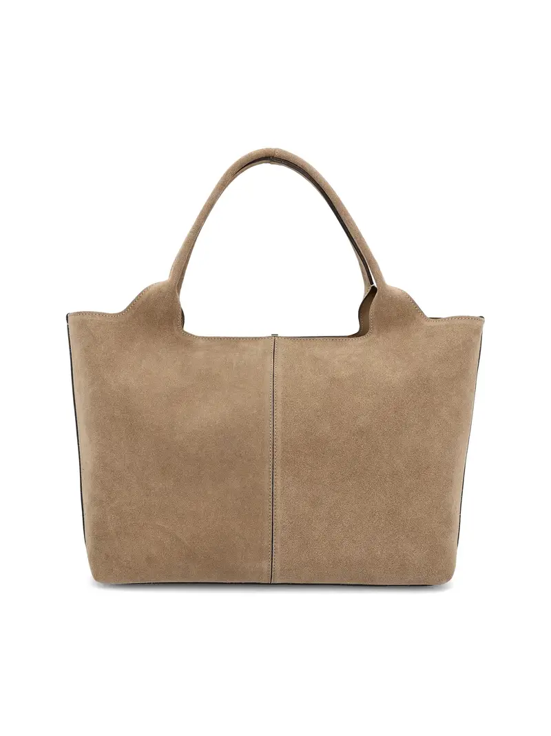 Borsa Shopping In Pelle Medio-Piccola BEIGE miniatura 2