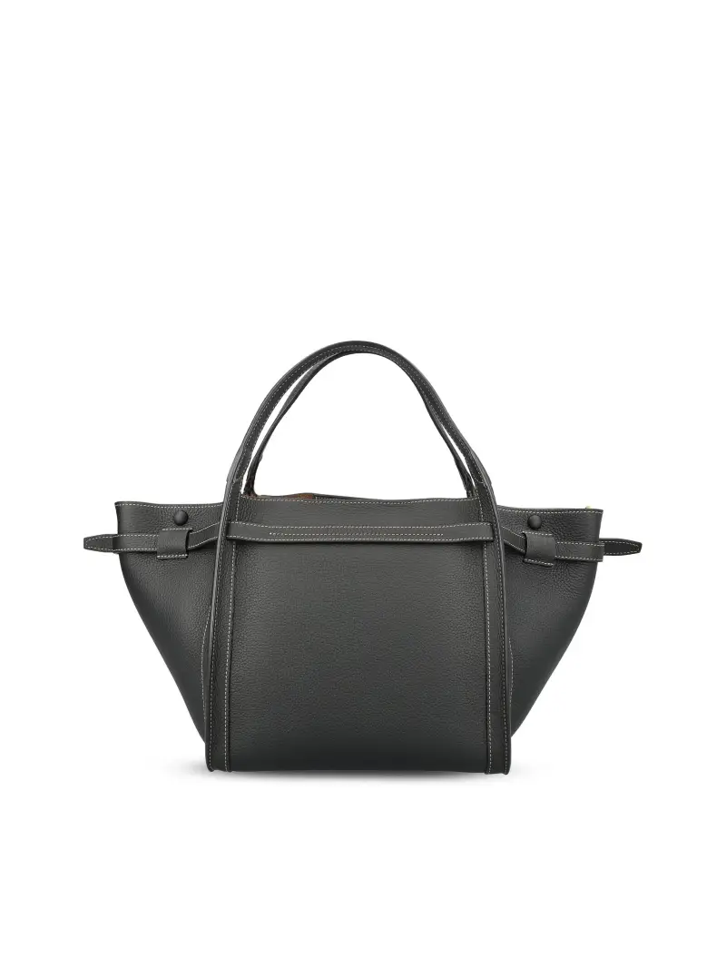 Borsa Shopping In Pelle NERO miniatura 2