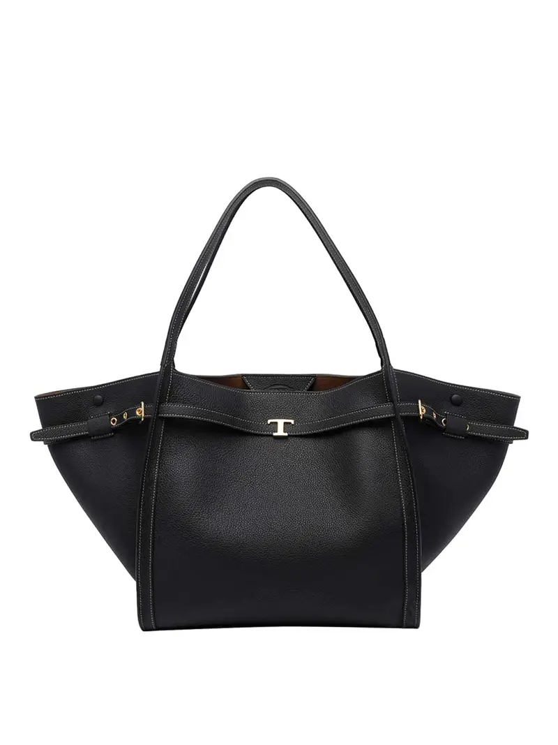 Borsa Shopping Media in Pelle Nero