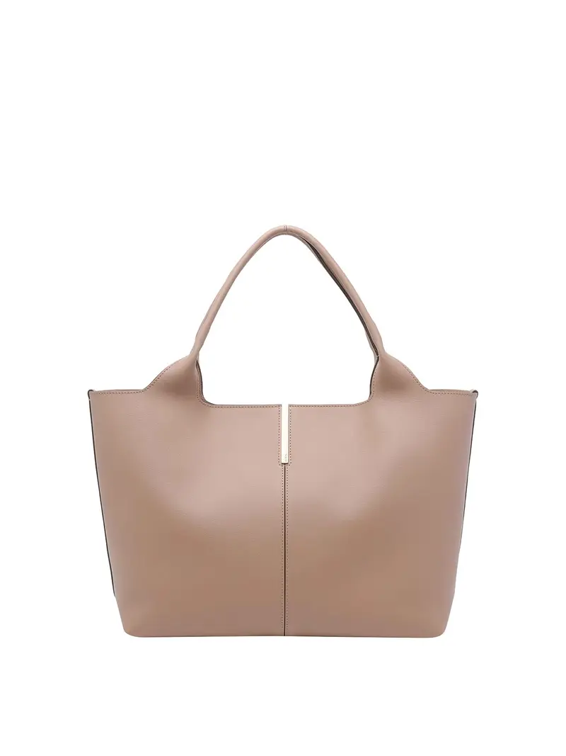 Borsa shopping piccola in pelle Beige