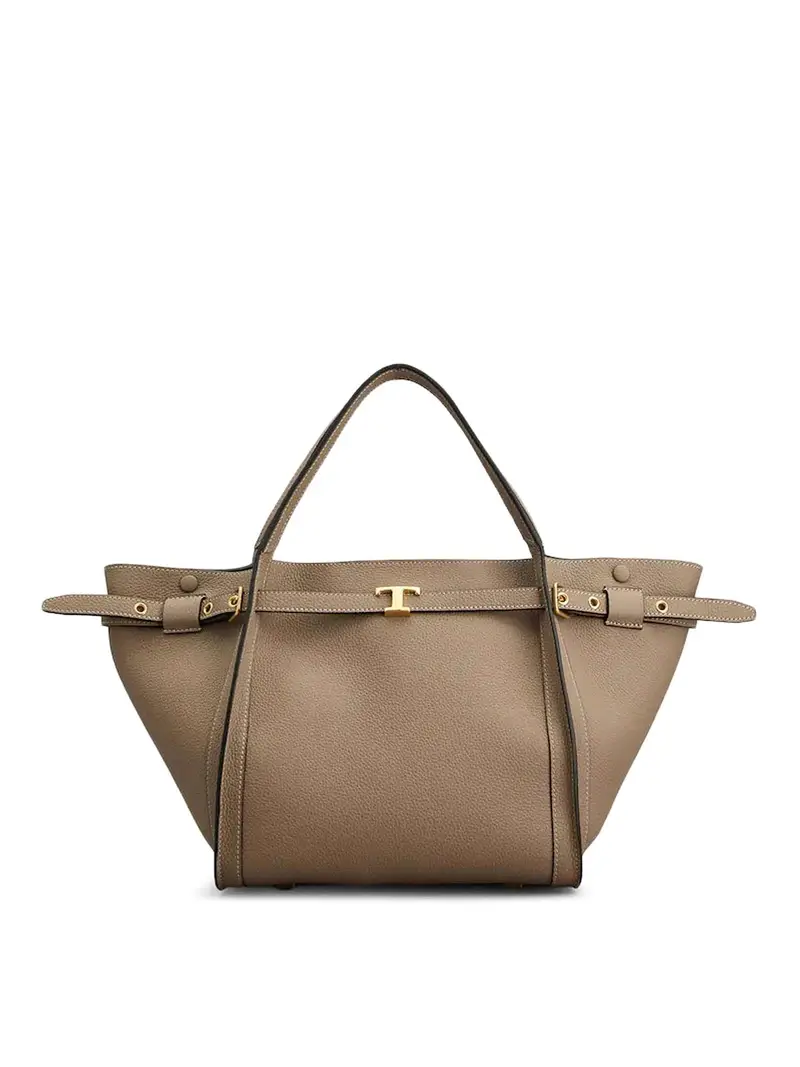 Borsa shopping piccola in pelle Color Carne E Neutri