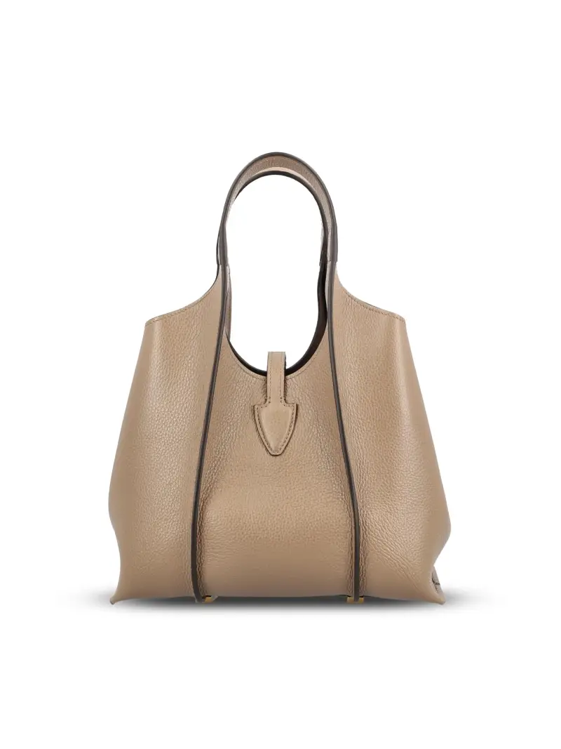 Borsa Shopping T Timeless In Pelle Mini BEIGE miniatura 2