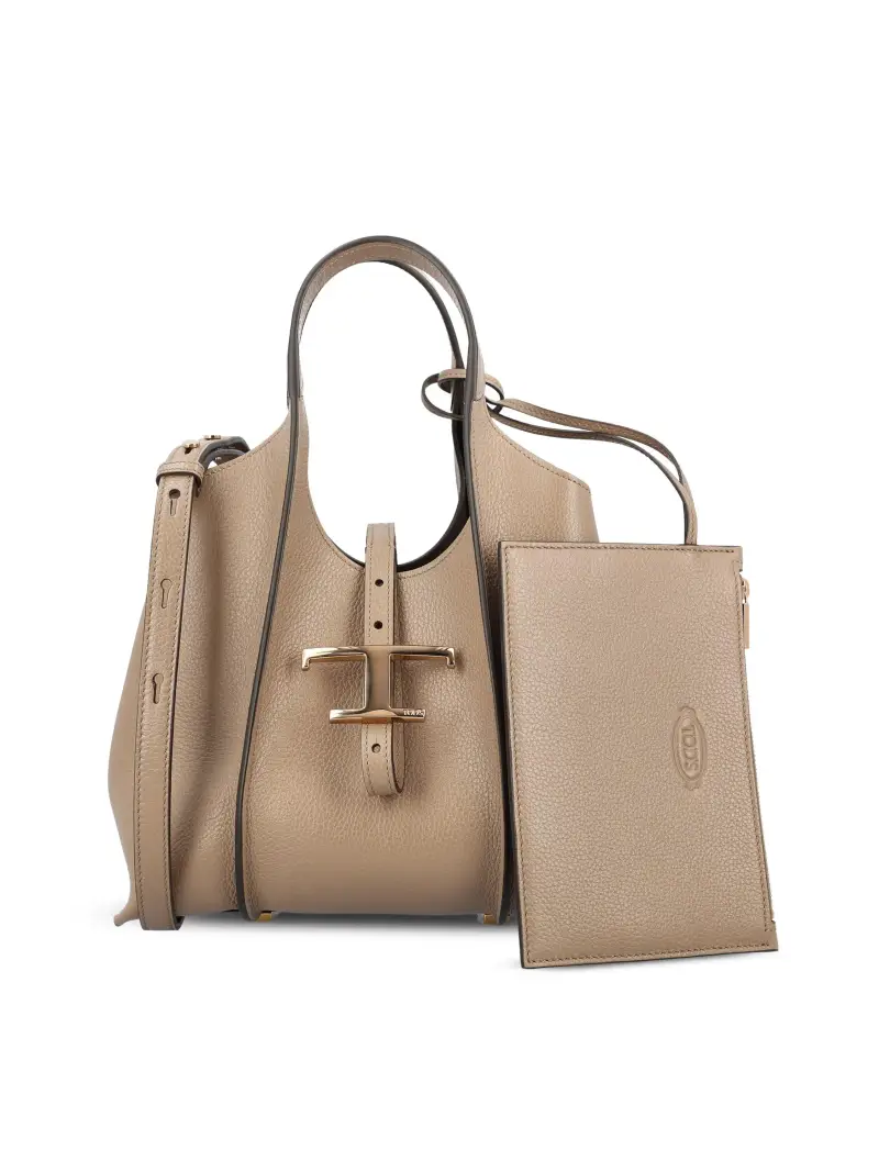 Borsa Shopping T Timeless In Pelle Mini BEIGE