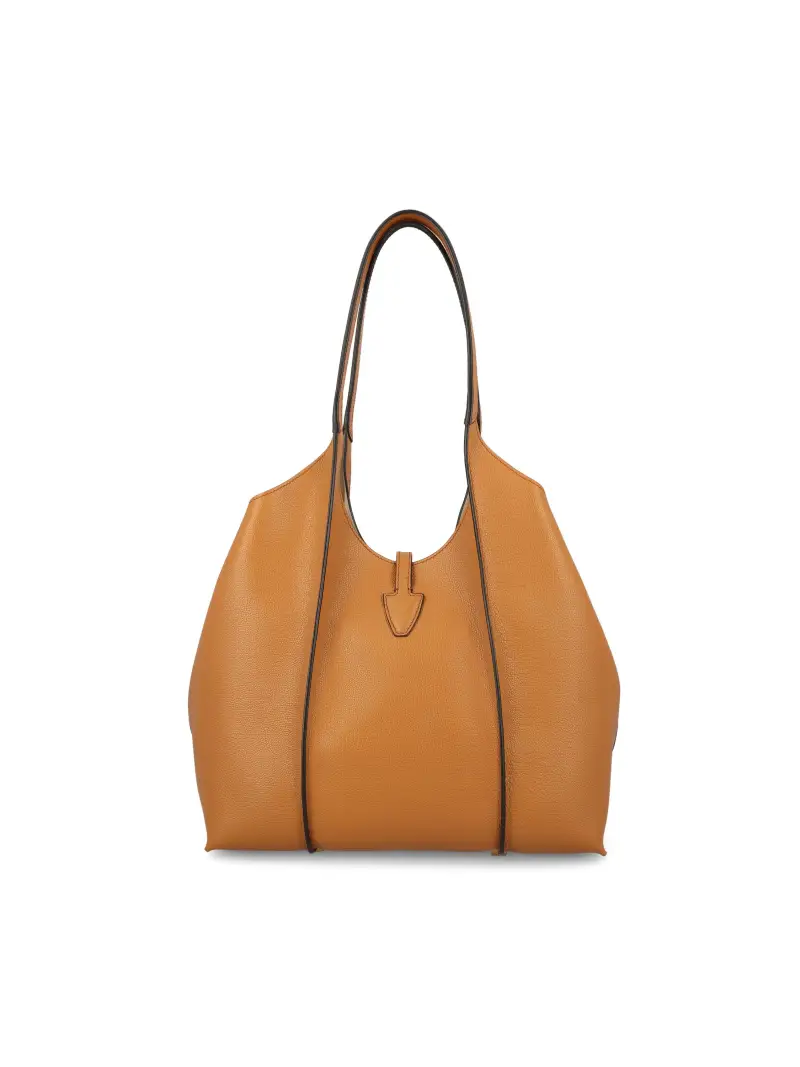 Borsa Shopping T Timeless in Pelle Piccola MARRONE miniatura 2