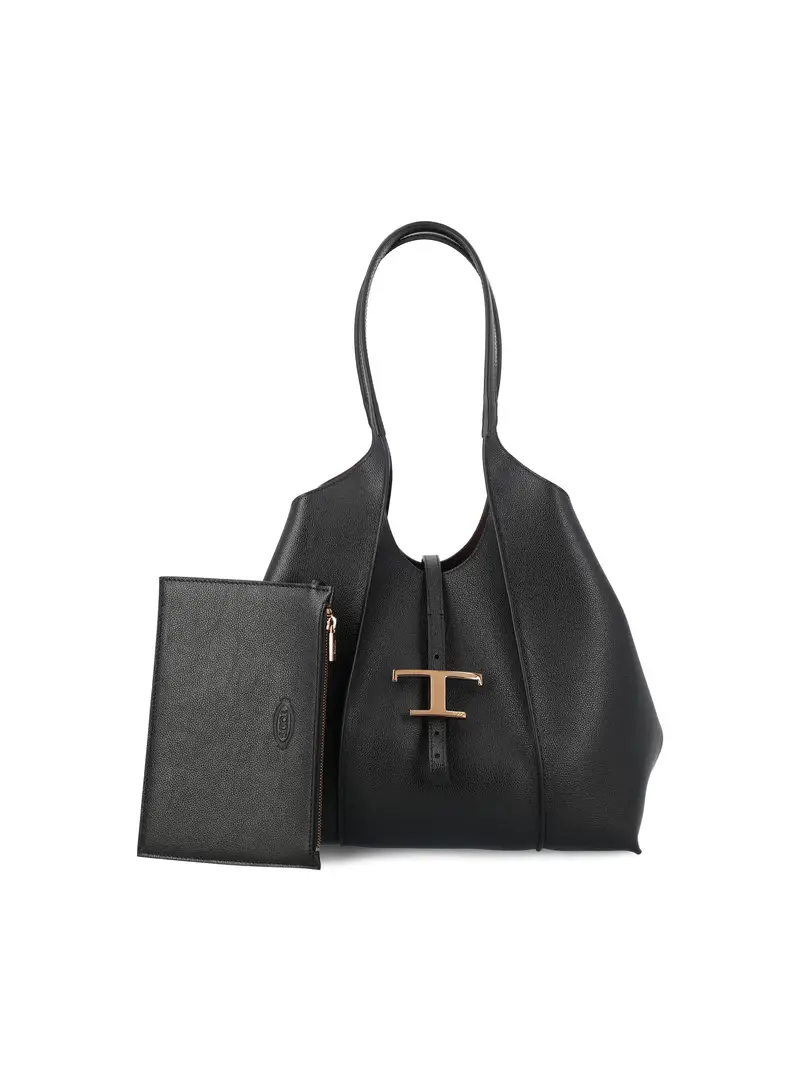Borsa Shopping T Timeless in Pelle Piccola NERO