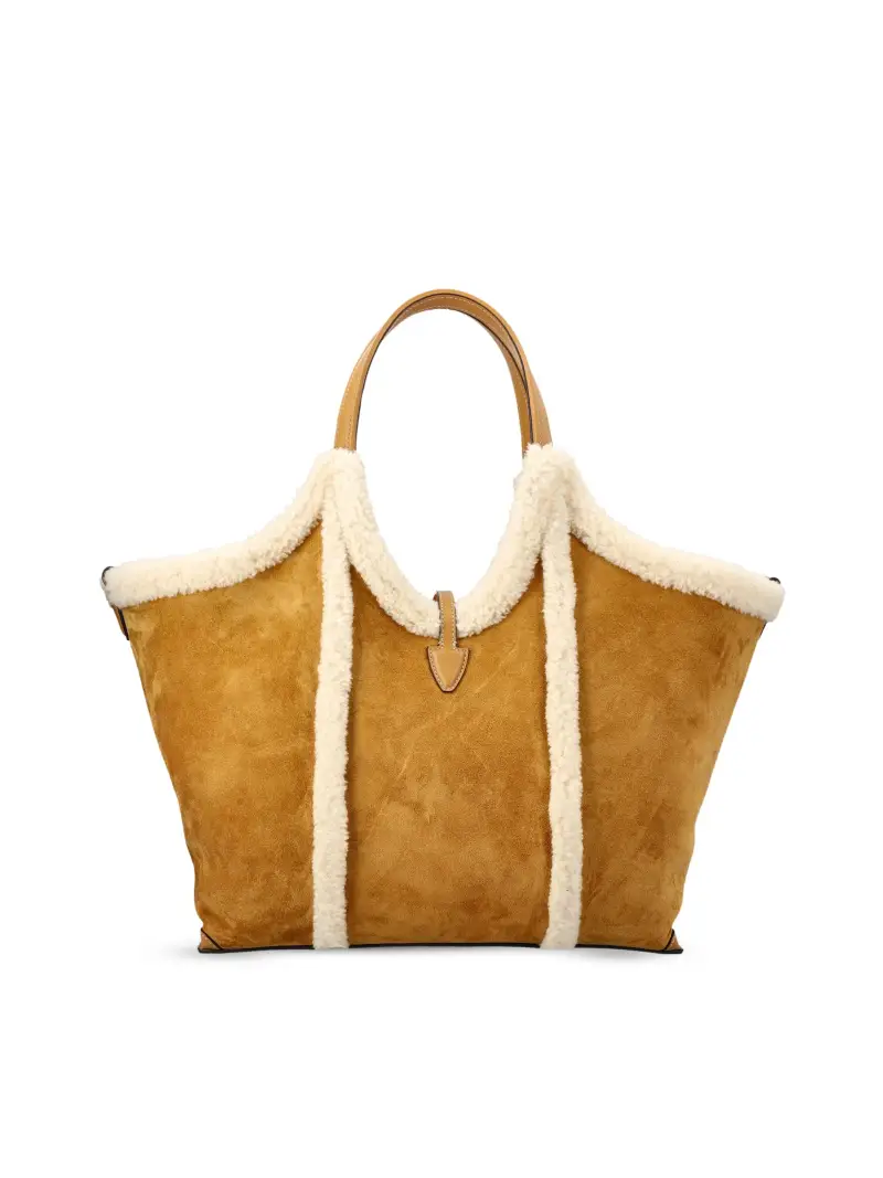 Borsa Shopping T Timeless In Pelle Scamosciata Media MARRONE miniatura 2