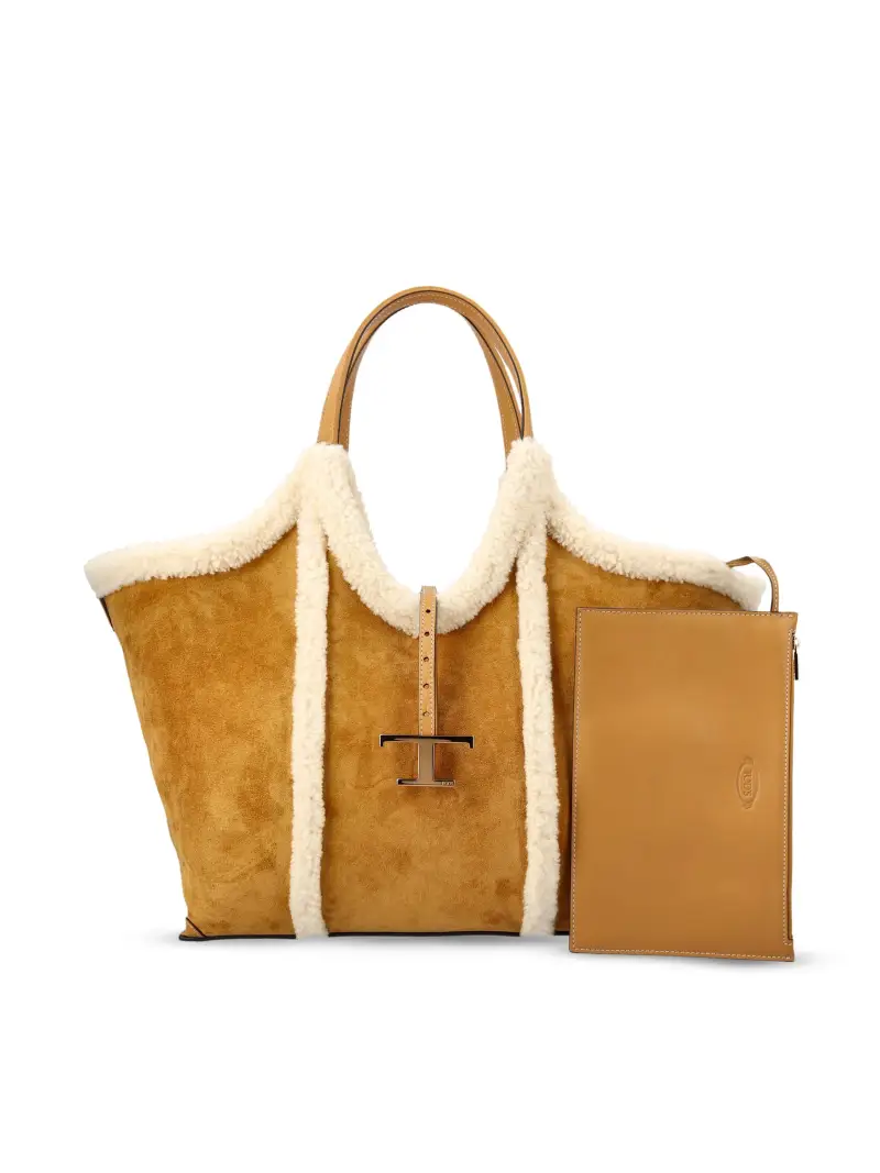 Borsa Shopping T Timeless In Pelle Scamosciata Media MARRONE