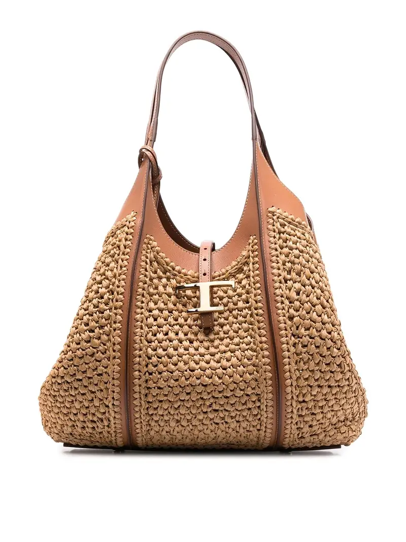 Borsa Timeless in paglia e finiture in pelle Beige