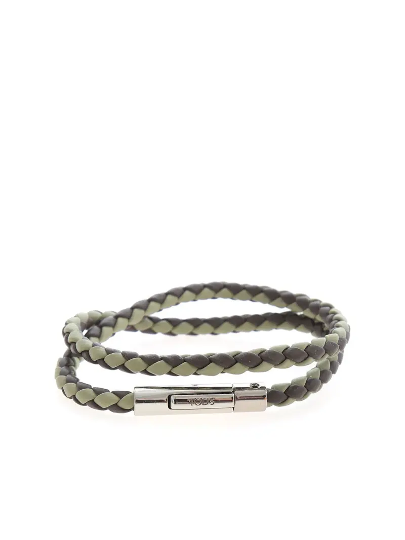 Bracciale intrecciato marrone e verde