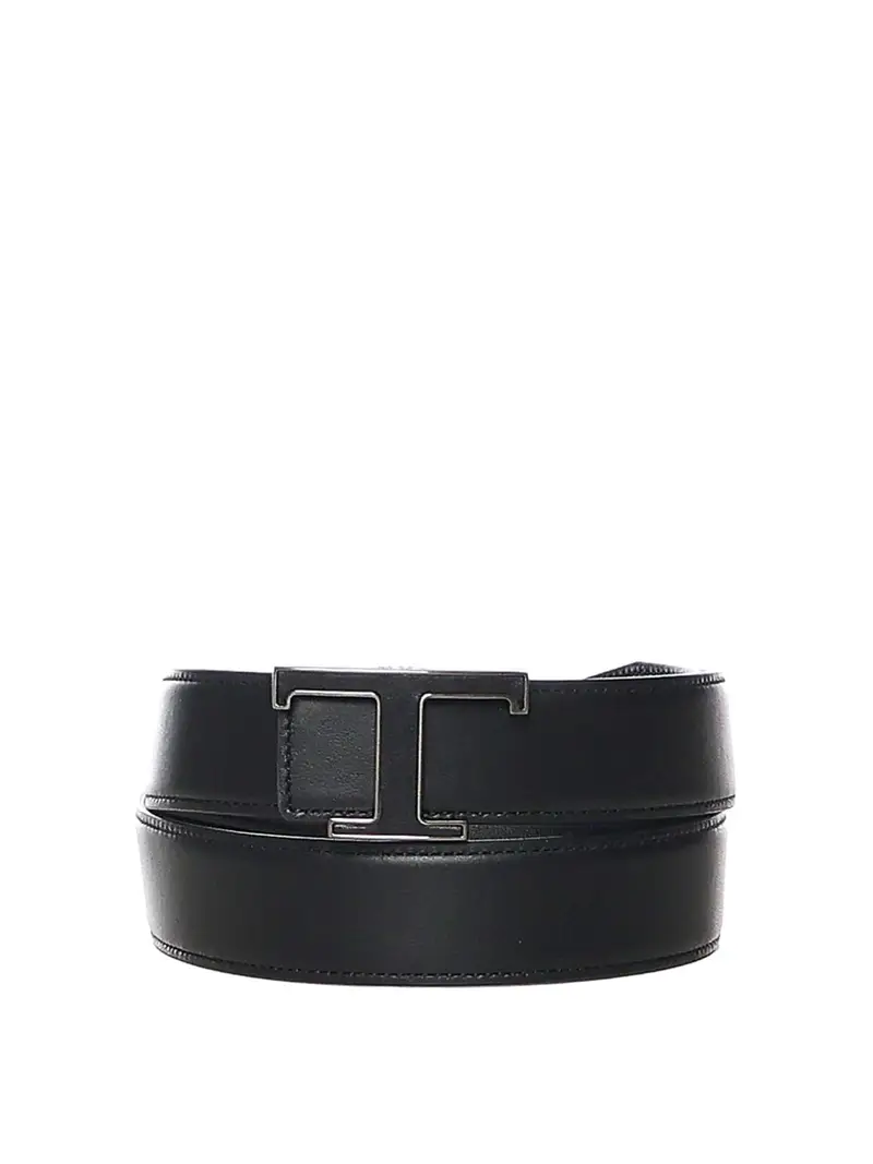 Cintura reversibile in pelle T Timeless Nero