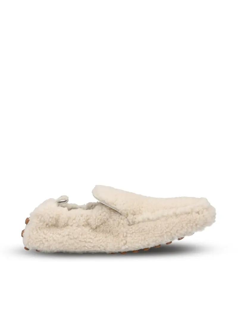 Mocassino Gommino Glove In Shearling BIANCO