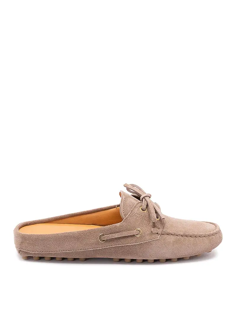 Mocassino Gommino Guanto In Pelle Scamosciata Marrone