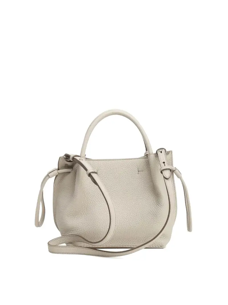 Piccola borsa a secchio in pelle Beige