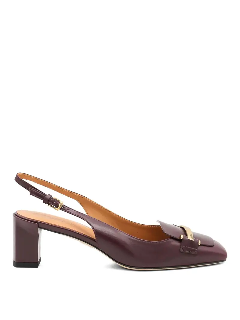 Pompe in pelle slingback Marrone